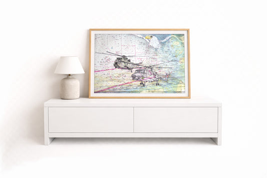 Adler über Sea King & Lynx – Kunstdruck von Gero Klemke