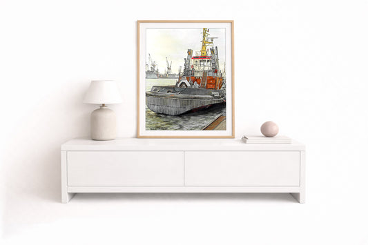 Schlepper Bugsier 18 – Kunstdruck von Gero Klemke