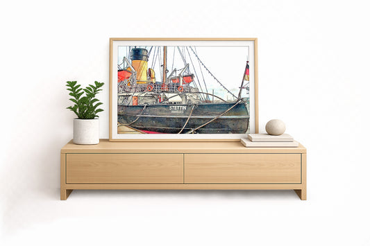 Dampfeisbrecher Stettin Hamburg II – Kunstdruck von Gero Klemke