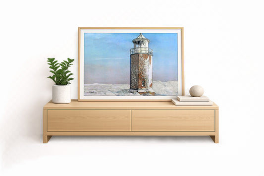 Leuchtturm Rotes Kliff Sylt – Kunstdruck von Gero Klemke