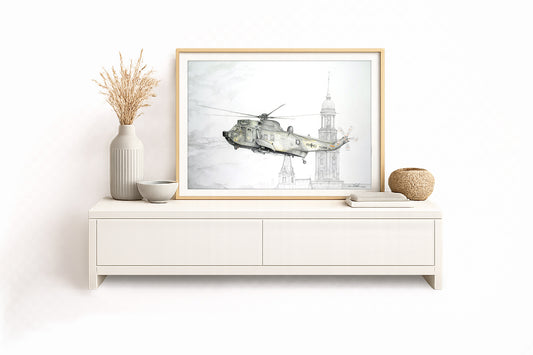 RS Sea King Hamburg Michel – Kunstdruck von Gero Klemke
