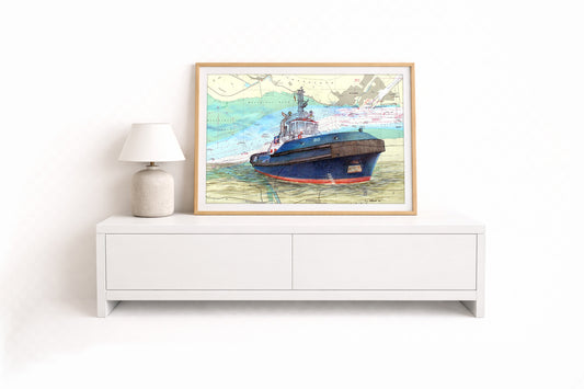 Schlepper BO II Brunsbüttel – Kunstdruck von Gero Klemke