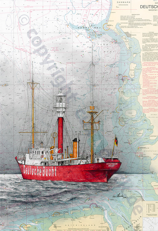Feuerschiff Amrumbank – Kunstdruck von Gero Klemke