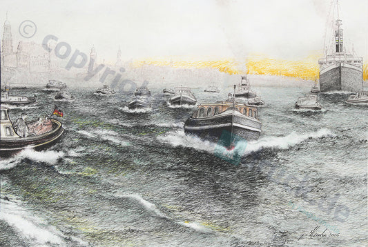 Barkassenregatta Hamburg 1936 – Kunstdruck von Gero Klemke