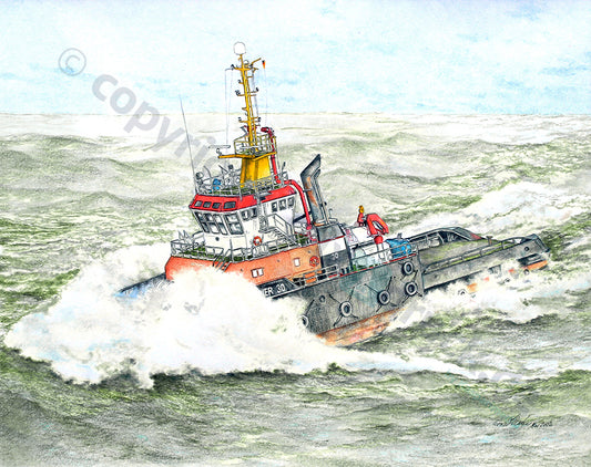 Schlepper Bugsier 30 – Kunstdruck von Gero Klemke