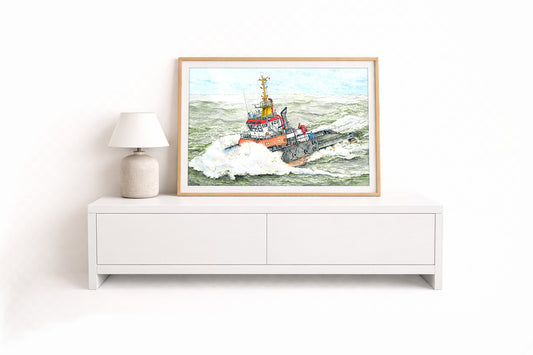 Schlepper Bugsier 30 – Kunstdruck von Gero Klemke