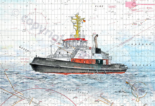 Schlepper Bugsier 7 – Kunstdruck von Gero Klemke