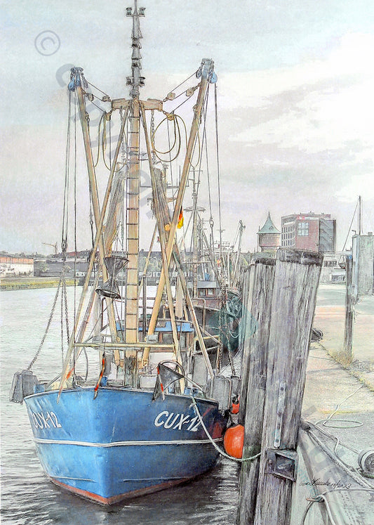 Cuxhaven Fischereihafen – Kunstdruck von Gero Klemke