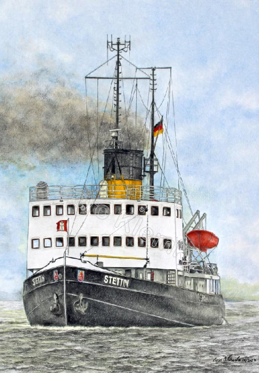 Dampfeisbrecher „STETTIN“ Hamburg – Kunstdruck von Gero Klemke