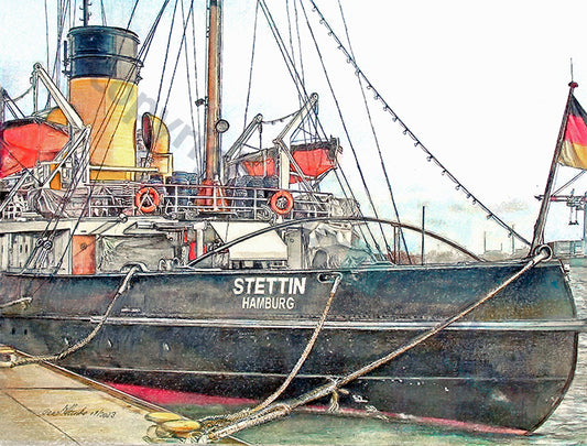 Dampfeisbrecher Stettin Hamburg II – Kunstdruck von Gero Klemke