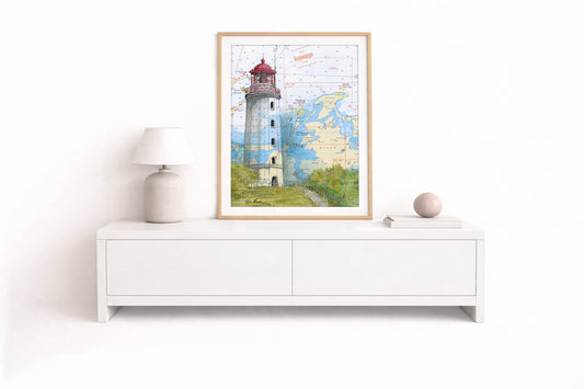 Leuchtturm Dornbusch Hiddensee – Kunstdruck von Gero Klemke
