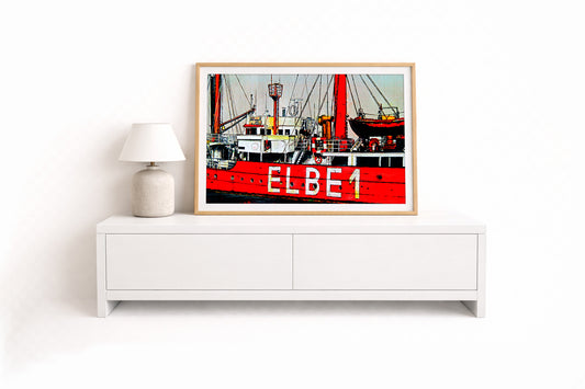 Feuerschiff Elbe 1 – Teilansicht – Kunstdruck von Gero Klemke