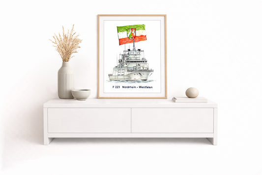 F223 Fregatte Nordrhein-Westfalen – Kunstdruck von Gero Klemke