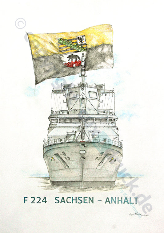 F224 Fregatte Sachsen-Anhalt – Kunstdruck von Gero Klemke