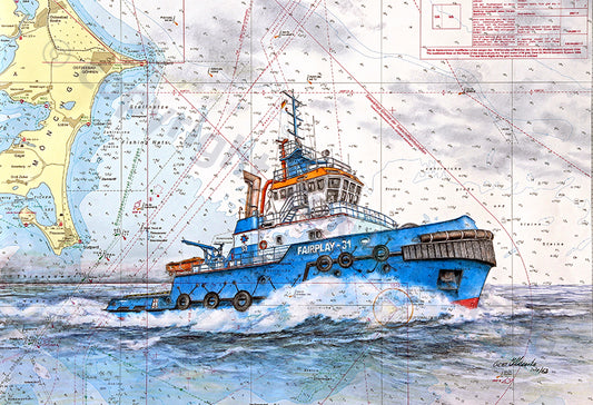 Schlepper Fairplay 31 – Kunstdruck von Gero Klemke