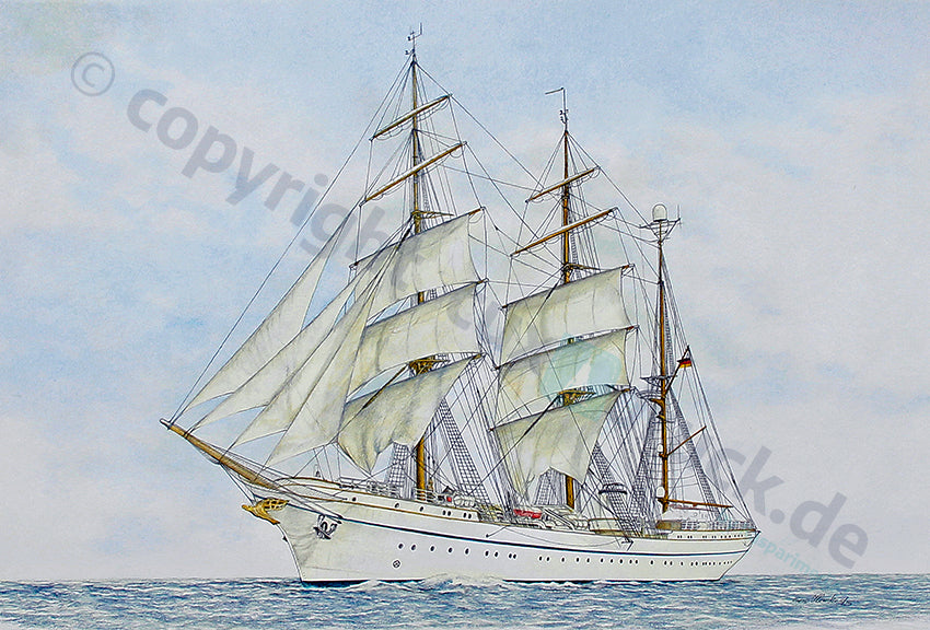 Gorch Fock Bb-Seite mit Segeln