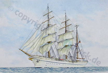 Gorch Fock Bb-Seite mit Segeln
