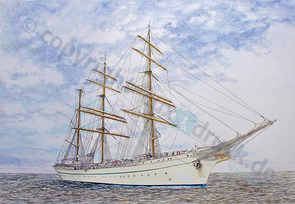 Gorch Fock Stb-Seite in ruhiger See VIII