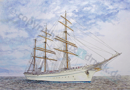 Gorch Fock Stb-Seite in ruhiger See VIII – Kunstdruck von Gero Klemke