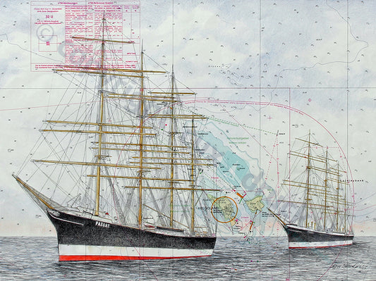Großsegler Passat und Pamir – Kunstdruck von Gero Klemke