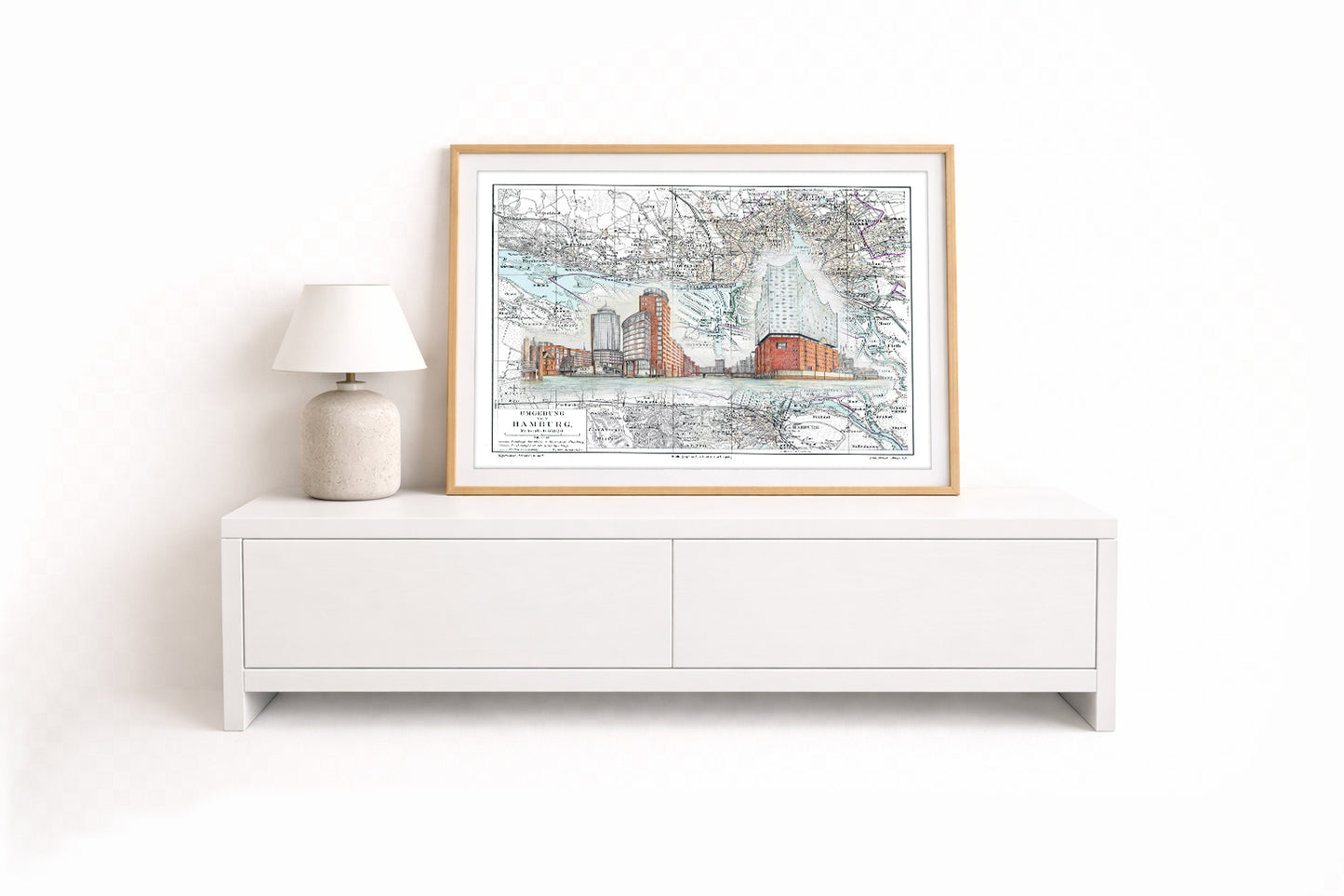 Hamburg Collage Elbphilharmonie auf Karte
