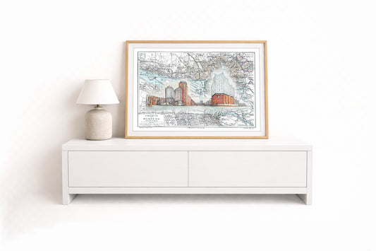 Hamburg Collage Elbphilharmonie auf Karte – Kunstdruck von Gero Klemke