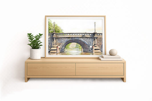 Feenteichbrücke Hamburg – Kunstdruck von Gero Klemke