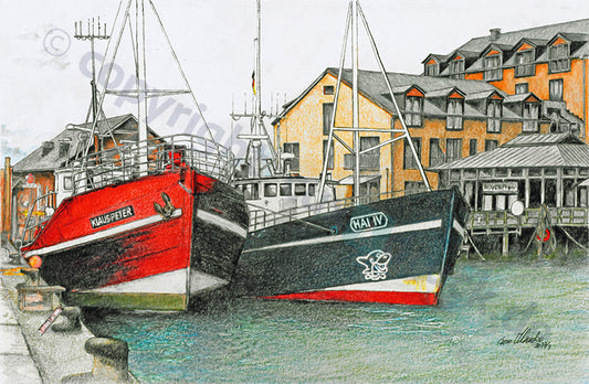 Fischkutter in Heiligenhafen – Kunstdruck von Gero Klemke