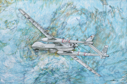 Aufklärungsdrohne Heron I – Kunstdruck von Gero Klemke
