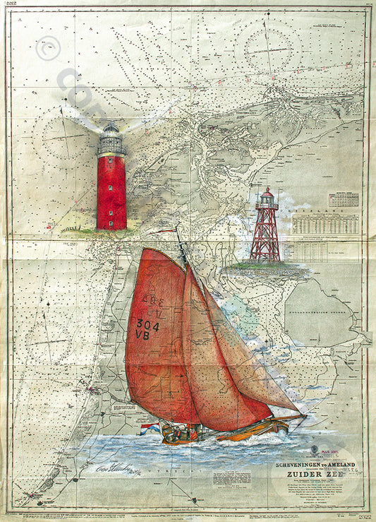 Holland Seekarte Collage – Kunstdruck von Gero Klemke