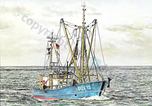 Krabbenkutter CUX 12 – Kunstdruck von Gero Klemke