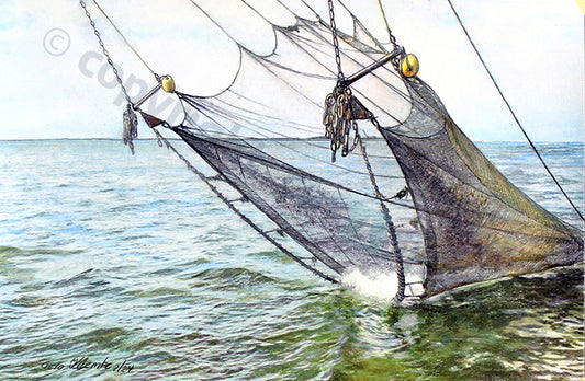 Krabbenkutter-Netz – Kunstdruck von Gero Klemke