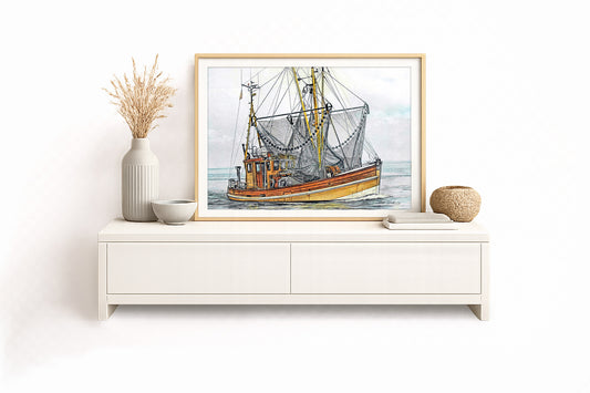 Krabbenkutter auf Nordsee – Kunstdruck von Gero Klemke