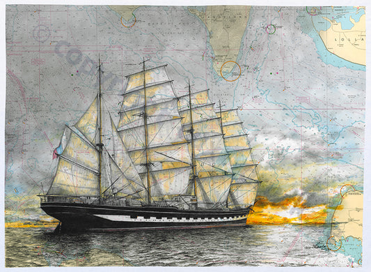 Krusenstern Sonnenuntergang – Kunstdruck von Gero Klemke