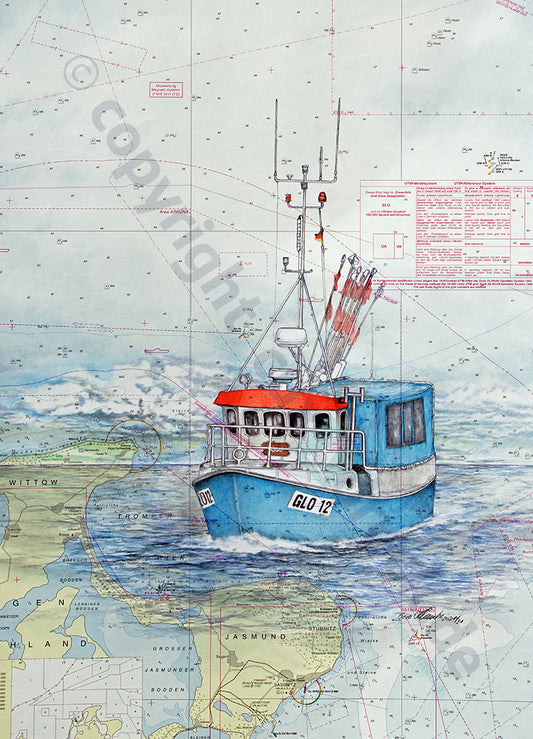 Fischkutter GLO 12 – Kunstdruck von Gero Klemke