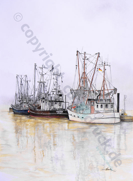Kutterhafen Wremen – Kunstdruck von Gero Klemke