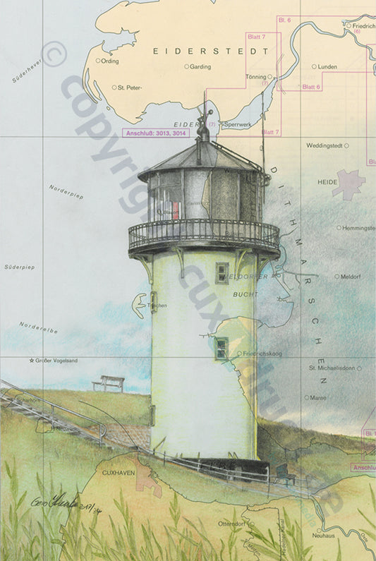 Leuchtturm Dicke Berta – Kunstdruck von Gero Klemke