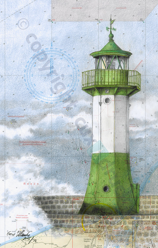 Leuchtturm Sassnitz – Kunstdruck von Gero Klemke