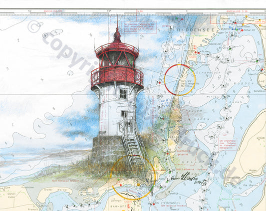 Leuchtturm Gellen – Kunstdruck von Gero Klemke
