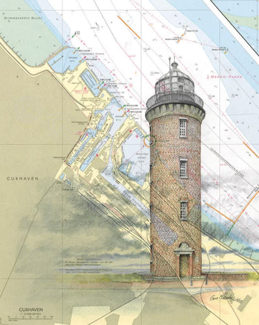 Leuchtturm Cuxhaven – Kunstdruck von Gero Klemke