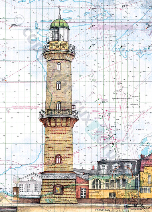 Leuchtturm Warnemünde – Kunstdruck von Gero Klemke