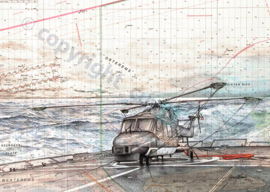 Lynx auf Flugdeck – Kunstdruck von Gero Klemke