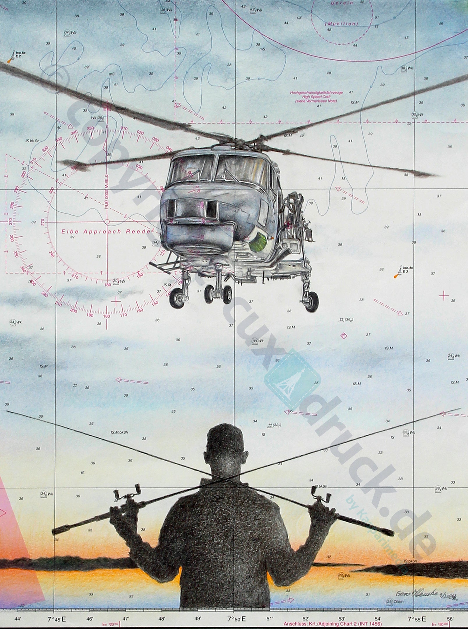 Lynx Helikopter mit Angler