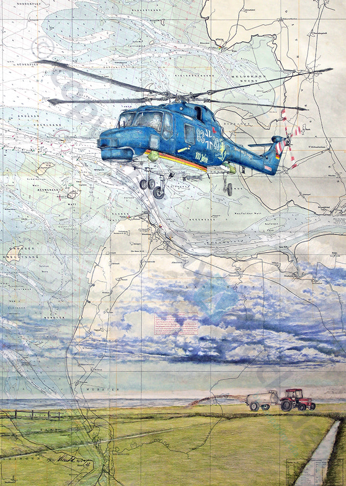 Lynx Helikopter über Wurster Nordseeküste