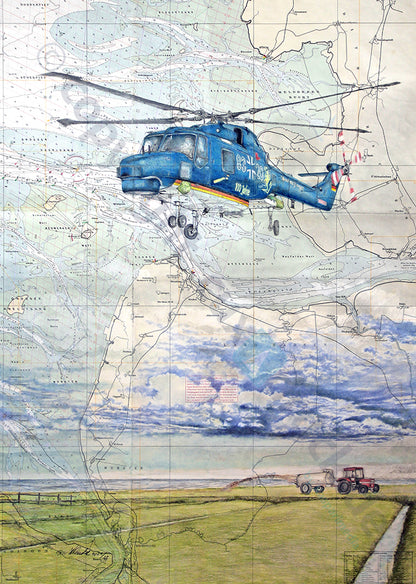 Lynx Helikopter über Wurster Nordseeküste