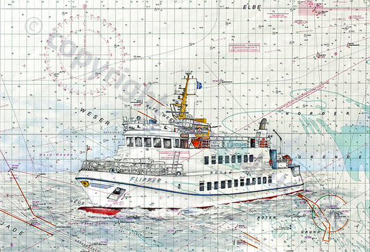 MS Flipper Cuxhaven – Kunstdruck von Gero Klemke
