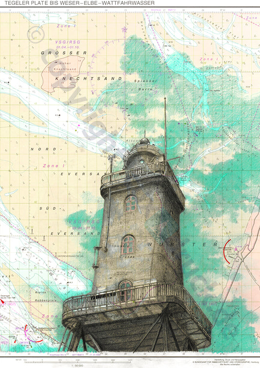 Leuchtturm Obereversand – Kunstdruck von Gero Klemke