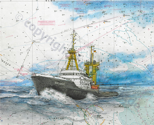 Schlepper Oceanic II – Kunstdruck von Gero Klemke