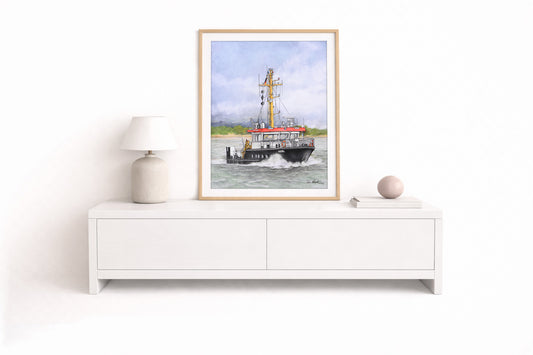 Peilschiff Wedel – Kunstdruck von Gero Klemke
