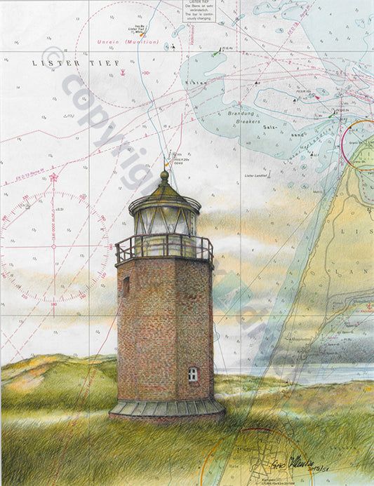 Leuchtturm Rotes Kliff – Kunstdruck von Gero Klemke